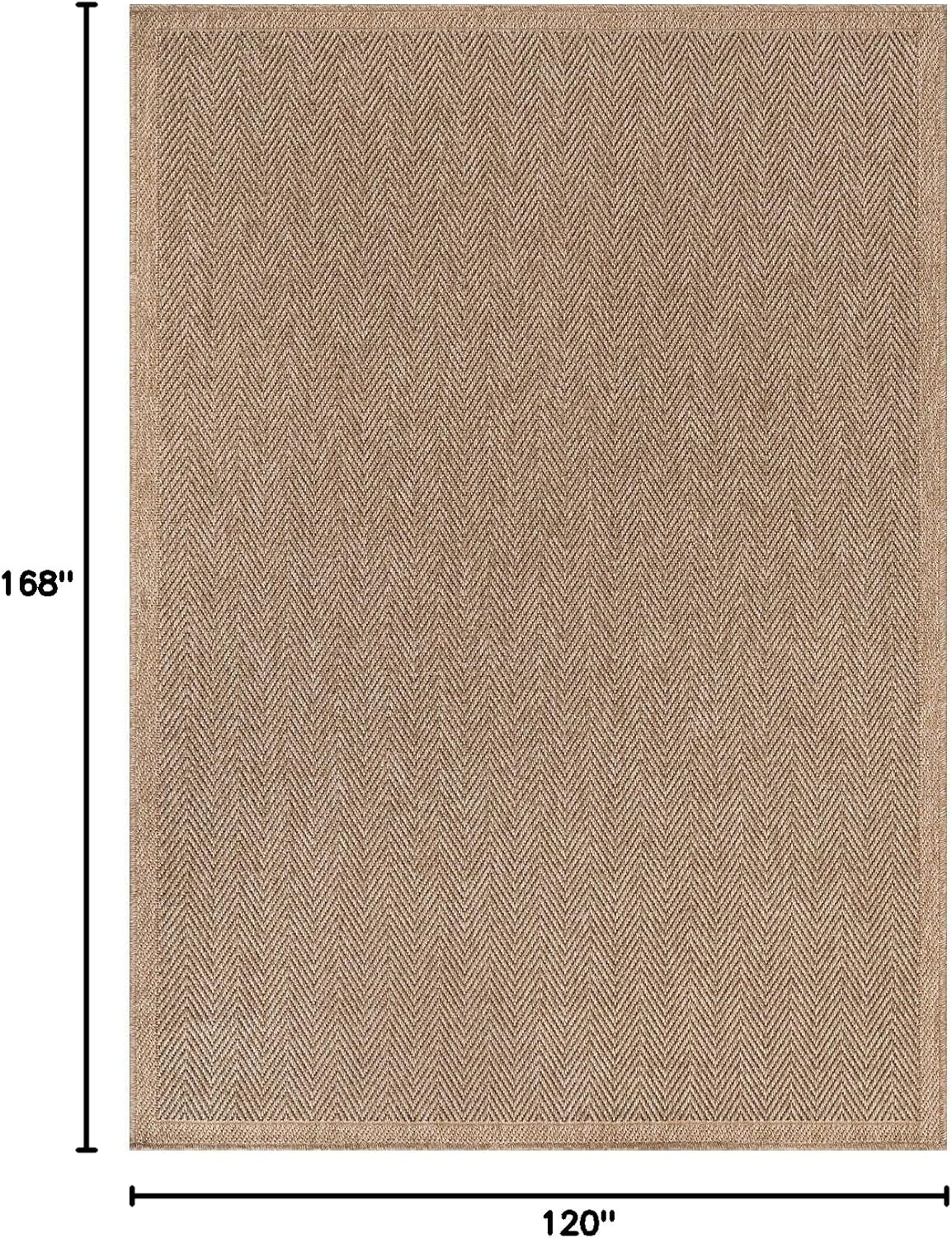 CAMILSON Easy Jute Rug 10x14, Indoor Outdoor Natural Color Fiber Area Rugs for Living Room Patio and Kitchen Rug Herringbone Woven Design Easy-Cleaning Washable Outside Carpet Alfombras 10 x 14 - Image 2